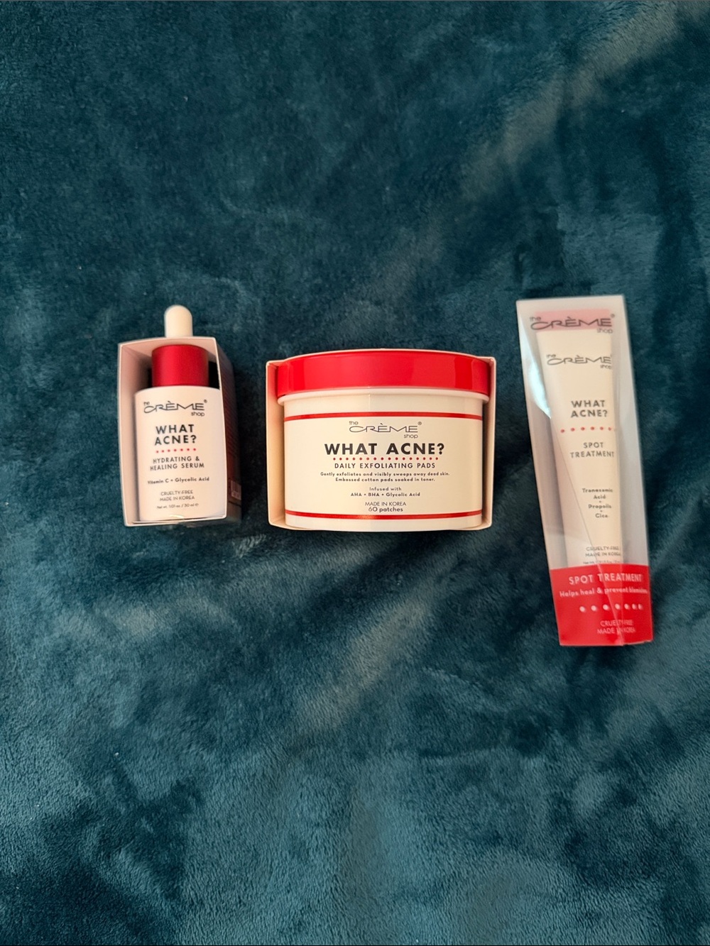 Crème What Acne? Daily Exfoliating Pads & Spot Treatment Set - Red/White